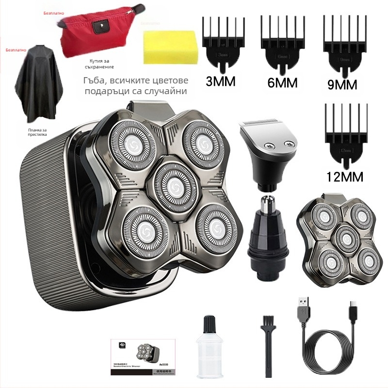 Електрическа мъжка самобръсначка с плаваща глава, вградена батерия 500–800 mAh, над 60 минути работа, безчетков мотор, зареждане/мрежово захранване