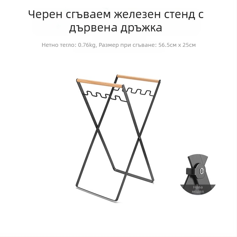 Сгъваема външна стойка за боклук за къмпинг с държач за торби, 100% нов пластмасов материал
