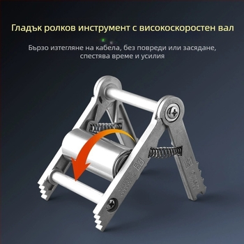 Инструмент за прокарване на кабели в електрическата инсталация — еднопроводна ролкова дърпачка и аксесоар за гнездо към кабелната кутия