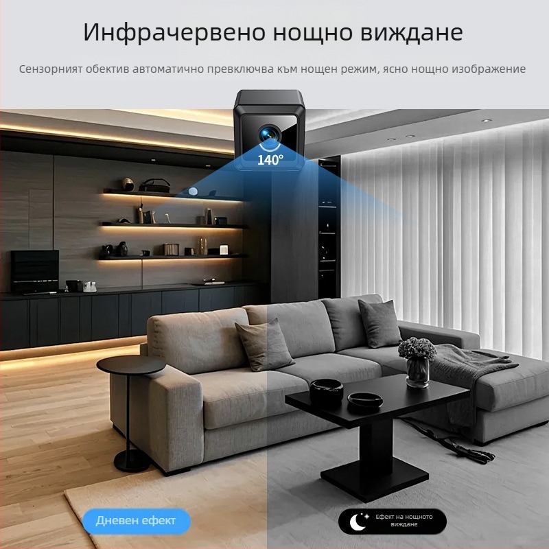 Екшън камера W02 с 1080p видео, 140° широк ъгъл, нощно виждане, WiFi и Bluetooth.