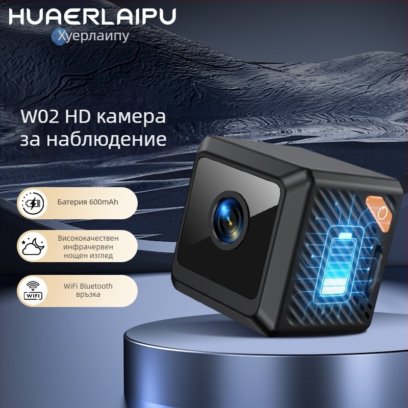 Екшън камера W02 с 1080p видео, 140° широк ъгъл, нощно виждане, WiFi и Bluetooth.