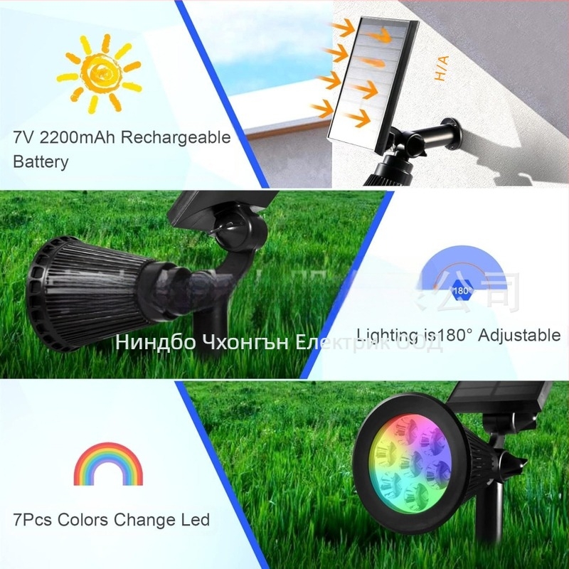 Соларни ландшафтни светлини LED, планетен стил, модел ZC-001, време на работа 6–12 часа, индуктивен превключвател