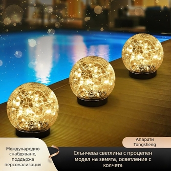 Слънчева ландшафтна светлина за градина и двор, стъклен корпус, LED светлинен източник, вградена в земята, модел TS202408