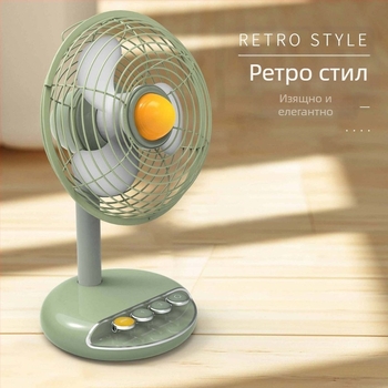 Jane Mi Blue нов ретро офисен настолен вентилатор с механични бутони и железна мрежеста решетка