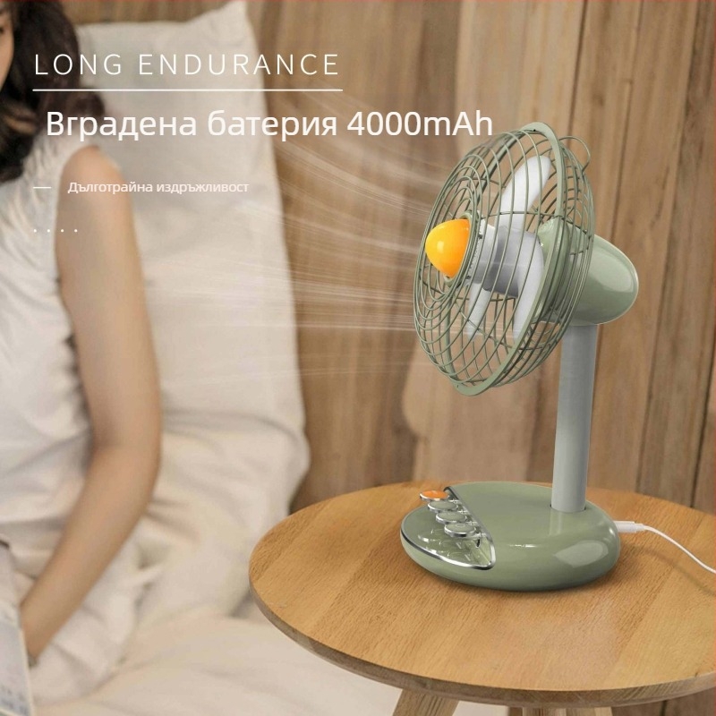 Jane Mi Blue нов ретро офисен настолен вентилатор с механични бутони и железна мрежеста решетка