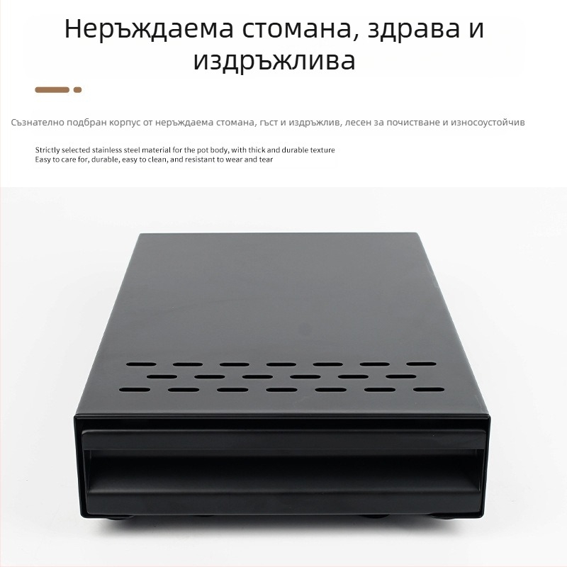 Knock box за кафе зърна, drawer тип — от неръждаема и въглеродна стомана, модерен минималистичен стил, аксесоар за бар/кафе машина