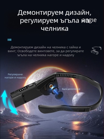 Челна лампа с ушна закачалка, жестово управление зареждане, регулируемо двойно осветление, сваляеми ляв и десен модули