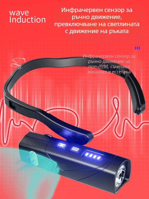 Челна лампа с ушна закачалка, жестово управление зареждане, регулируемо двойно осветление, сваляеми ляв и десен модули