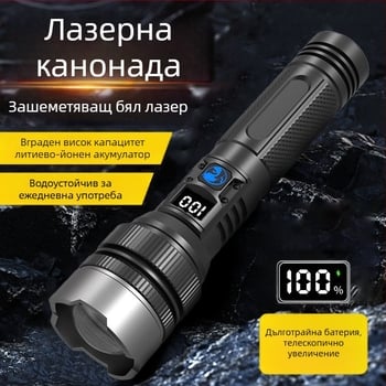 LED фенер с ръчно задвижване и оптично увеличение, 10W, 1800mAh, обхват 500 м