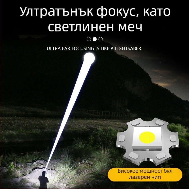 LED фенер с ръчно задвижване и оптично увеличение, 10W, 1800mAh, обхват 500 м