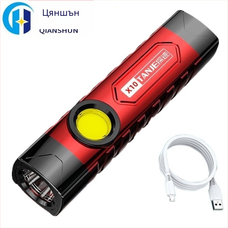 USB презареждащо LED фенерче с крушка + COB, 10W, 2400mAh, обхват 100-200 м, компактно преносимо мултифункционално