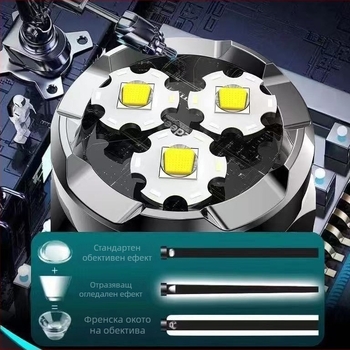 LED лампа за шапка с три LED диода, дълъг обхват, 5W, преносим многофункционален фенер