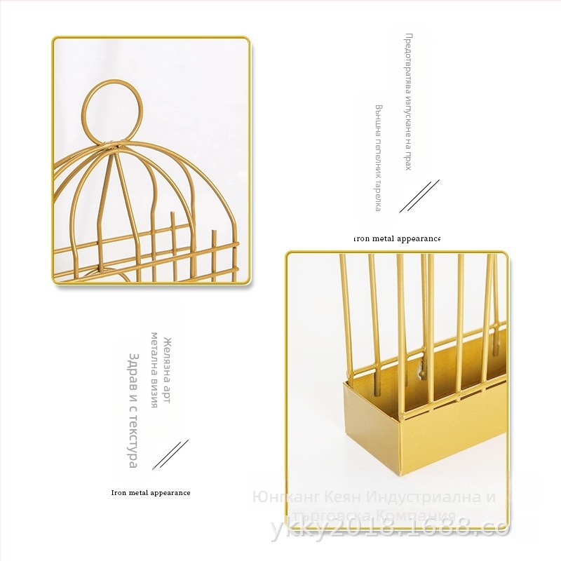 Кована желязна птича клетка за москитни инсенси, триъгълна закачваща се стойка
