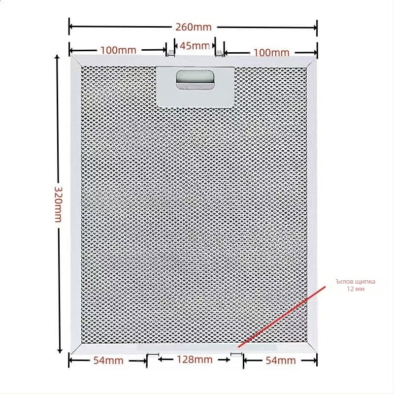Универсален филтър за кухненския аспиратор: неръждаема стомана, мрежеста решетка, модел 001, сепаратор на масло