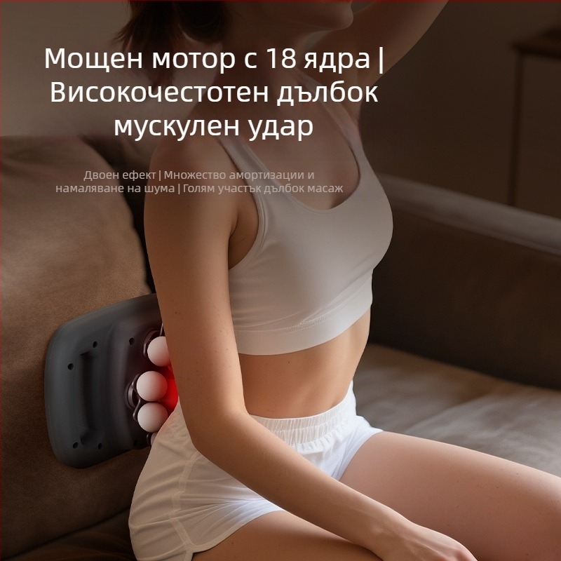 Миофасциален масажор с 6 или повече глави, четков двигател, 5+ скорости, вградена батерия 1200–2000 mAh, 3–6 ч работа