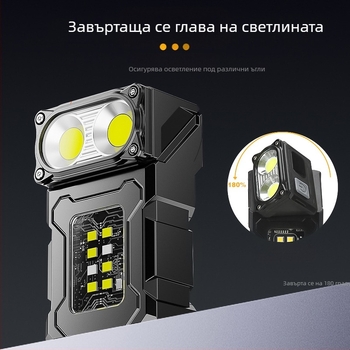 LED работна лампа, 10W, зареждане, обхват до 200 м, защита срещу презареждане