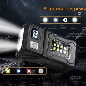 LED работна лампа, 10W, зареждане, обхват до 200 м, защита срещу презареждане