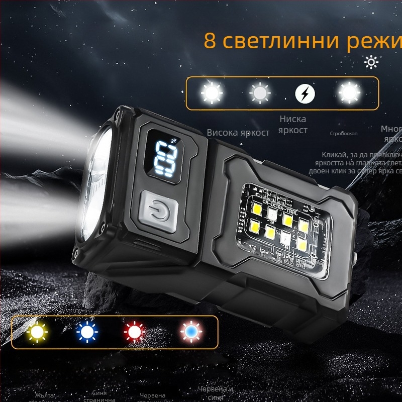 LED работна лампа, 10W, зареждане, обхват до 200 м, защита срещу презареждане