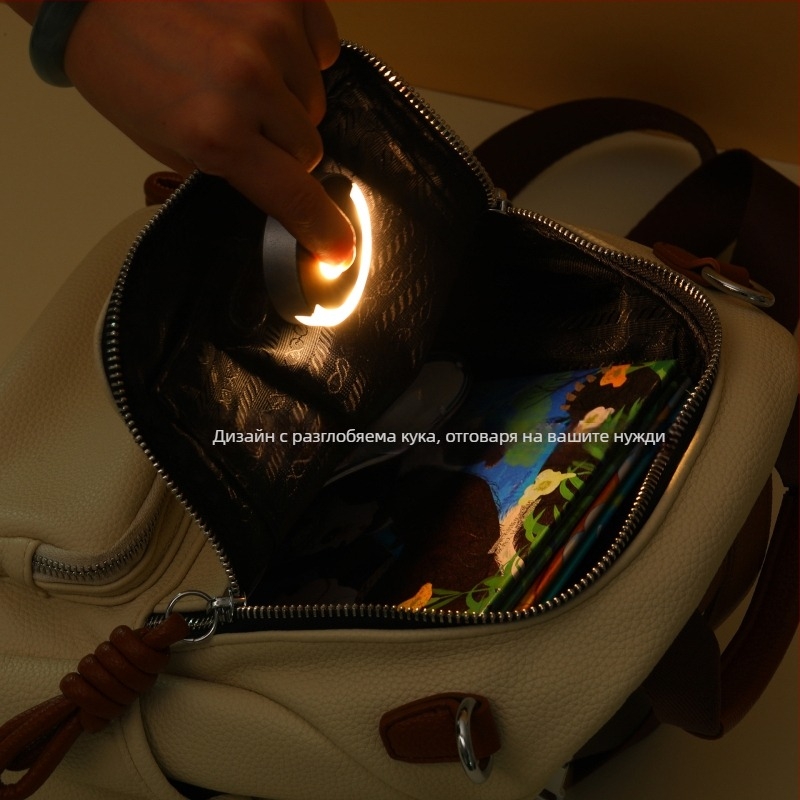 Женска лампа във форма на мини кръгла чанта, форма на цветче, пластмасов абажур, PVC държач, индуктивен превключвател, 3.7V, USB захранване, топла светлина