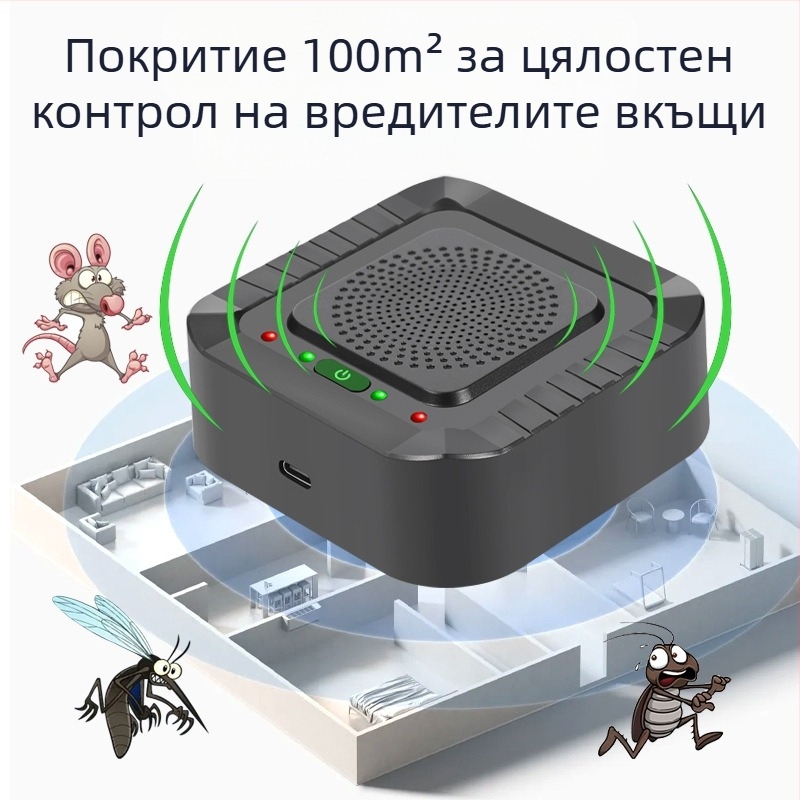 Автоматичен ултразвуков репелент за гризачи и птици, мощен домашен уред против вредители, модел 826A, 5V, 4-24 kHz, 5W