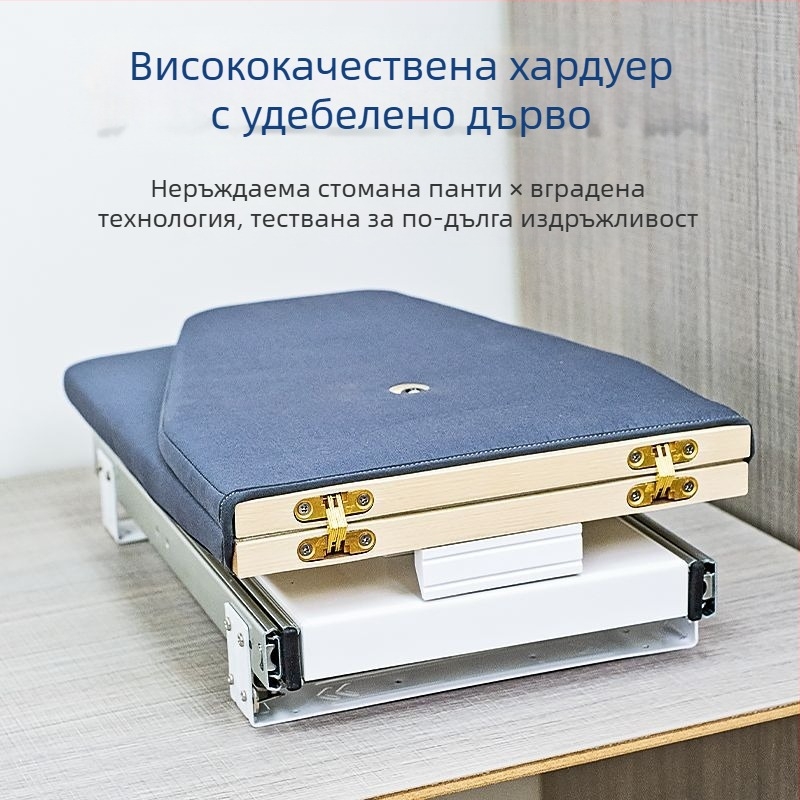 Гладилна дъска Vicky's Choice, сгъваема, с безшумна плъзгаща релса, мобилно съхранение, въртене на 180°, устойчива на високи температури