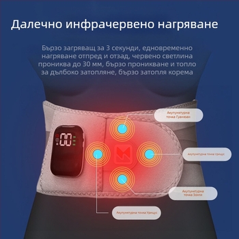 Безжичен масажор за талията с USB захранване, компютърно управление, 3 скорости, вибрационен масаж и топлинен компрес, 8+ масажни глави, версия 2024