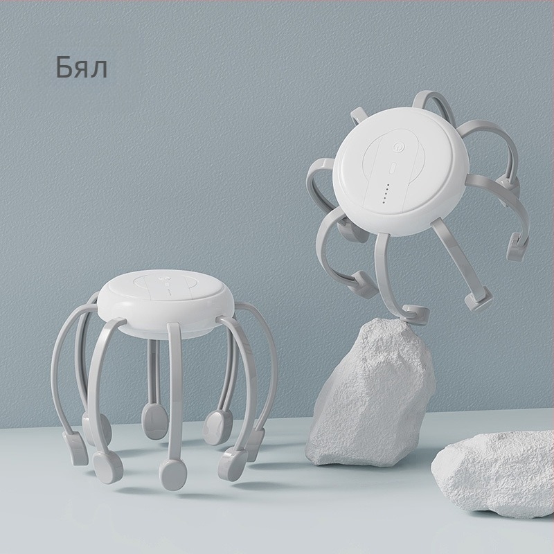 Масажор за глава с осем крака – презареждащ се, бутонно управление, 4-скоростна вибрация, модел JX-001