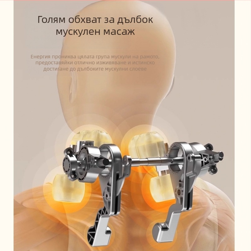 Безжичен масажор за шийния отдел на гръбначния стълб с месене, топлинна компресия и инфрачервена терапия, 6 масажни глави, модел 106