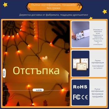 Хелоуин буквен светлинен прозоречен аксесоар с вакуумни щипки – пластмасов, висящи украси, елемент за оформление на сайт, стил 384232785