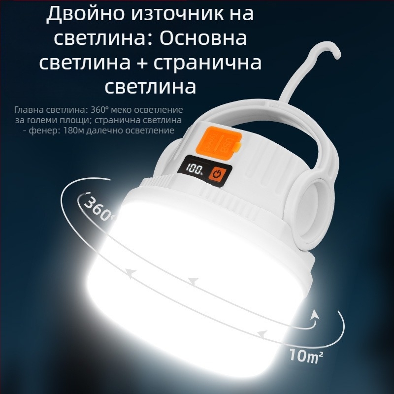 Coolba Кампинг светлина с 2835 LED светодиоди, слънчево зареждане, бутонен превключвател