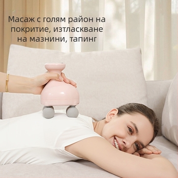 Ръчен Fascia Gun масажор за шия, рамене и цялото тяло, с 4 глави, електрически перкусионен масажор с LCD, 5+ скорости, вградена батерия 500–800 mAh, шум 46–70 dB