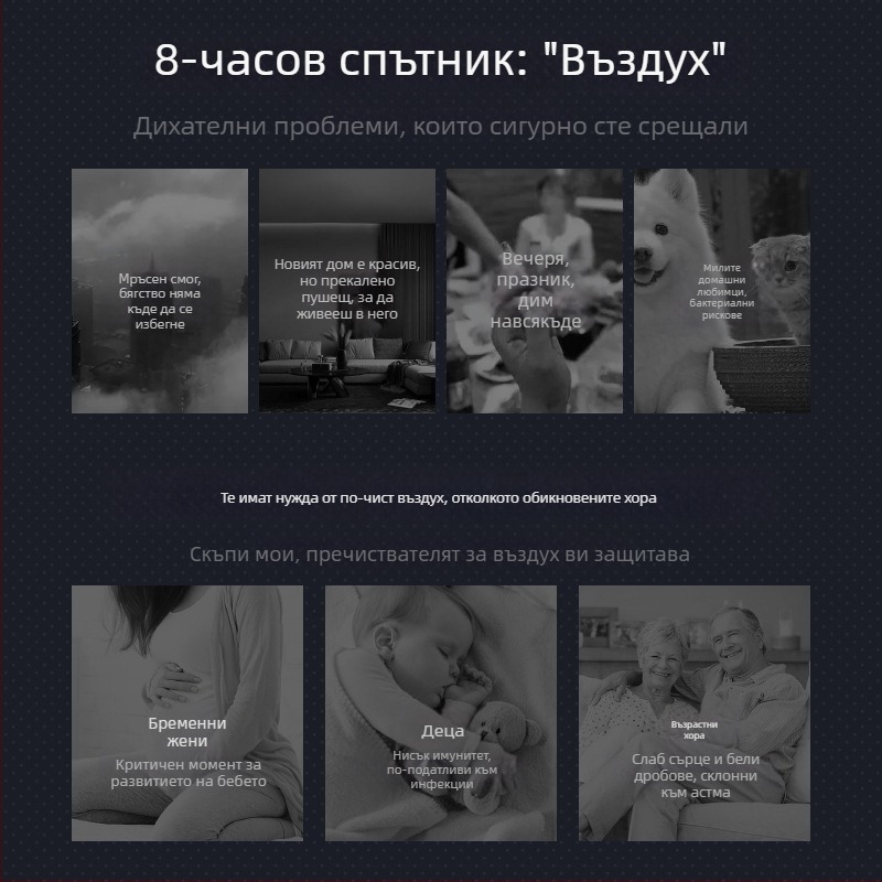 Домашен пречиствател за въздуха – премахване на формалдехид, нисък шум (<36 dB), 50 м³/ч, обхват до 10 м², композитен филтър