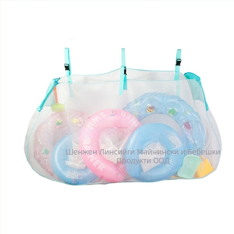 Пластмасова тъкана мрежеста торба за оградата на басейна, голям капацитет за съхранение на плувни колца и топки, самозалепваща, материал PP, носимост 1-10