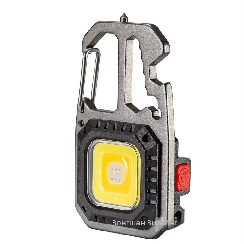 Мултифункционална LED светлина за ключодържател с COB, 10W, презареждаща се батерия 500mAh, корпус от алуминиева сплав, кука за закачане