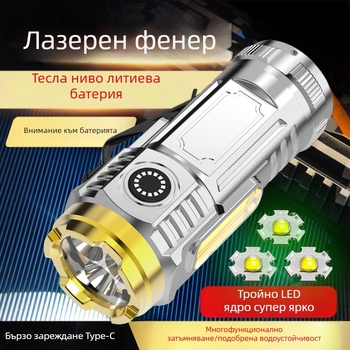 LED клип‑фенерче за шапка, 5W, презареждаем, пластмасов корпус, обхват 50–100 м