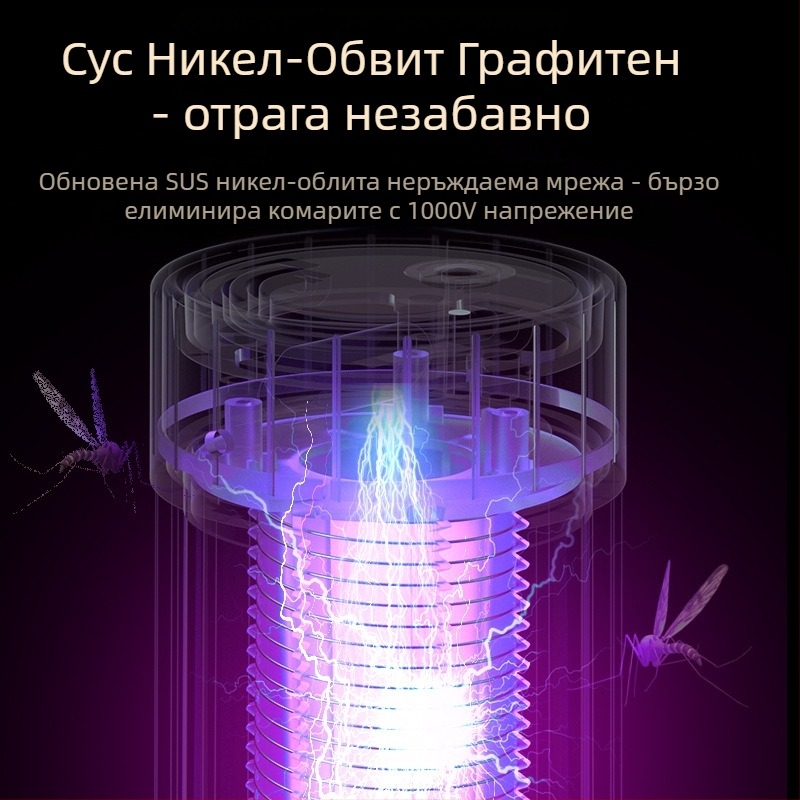 USB зарядна лампа за убиване на комари, вградена батерия, LED светлина, подходяща за 11–20 м², електрически удар и светлинна примамка