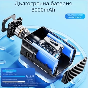 Портативен вентилатор за носене около талията, за външна употреба, 5 скорости, цифров дисплей, вградена 6000 mAh батерия, USB захранване