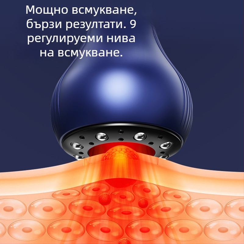 Устройство за вакуумен купинг с отрицателно налягане за масаж на меридиани, USB захранване, модел A700, температура 30–60°C, девет степени, ABS корпус