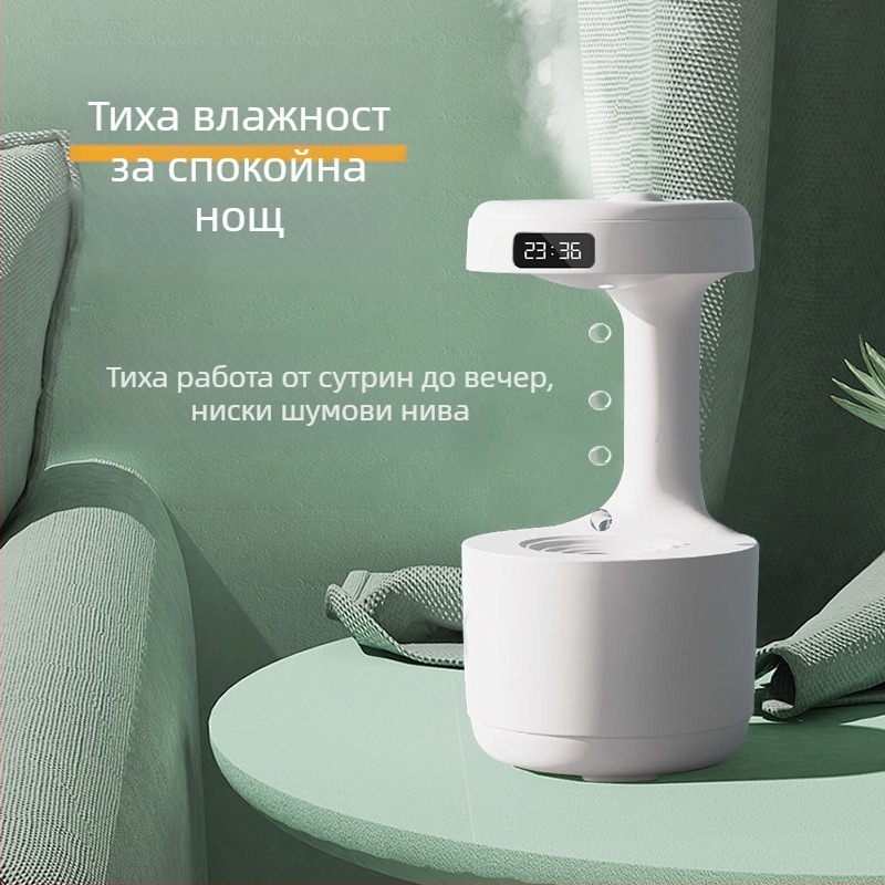 Ултразвуков овлажнител за дома, подходящ за помещения 31–40 м2, резервоар 0,5–1 л, USB захранване, 1 изход за мъгла, шум под 36 дБ