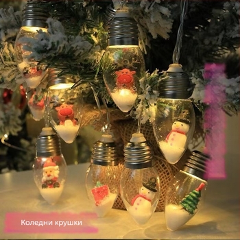 LED лампичка с Дядо Коледа, снежен човек и коледно дърво, светлина за пожелания, вътрешна витрина за атмосфера, цветни LED ленти