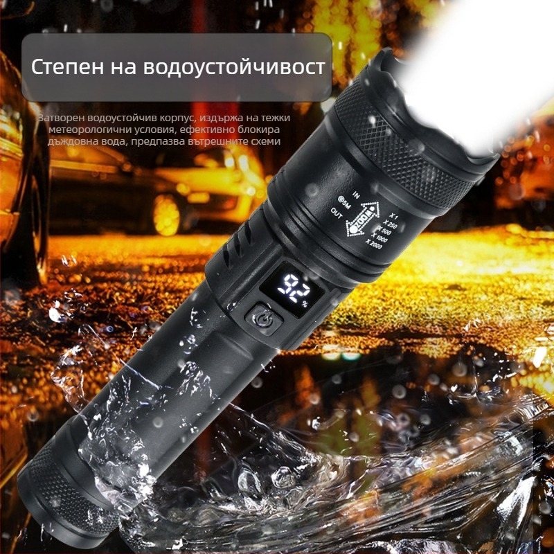 Мултифункционален фенер със странично магнитно осветление, презареждаем, 10W, 1200mAh, обсег 100-200 м