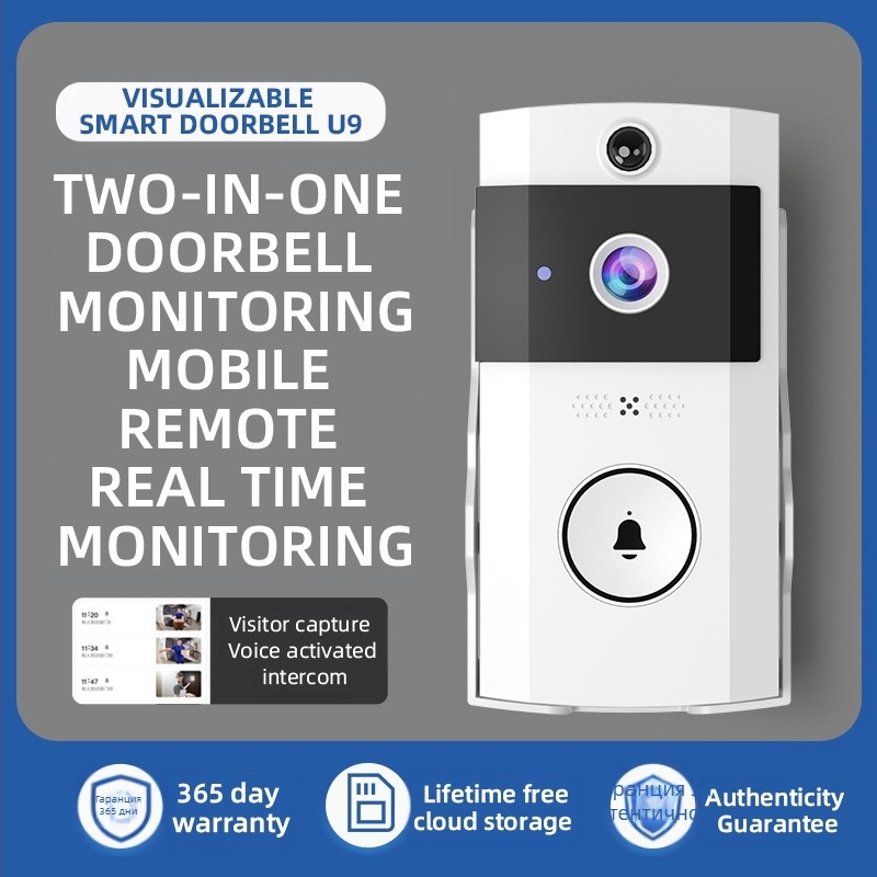 Безжичен видеодверен звънец със соларен покрив против дъжд, дълъг режим на готовност, интерком с променящ гласа и наблюдателна камера (5V/1A захранване, 3.7V батерия, 38 мелодии, 0.5W)