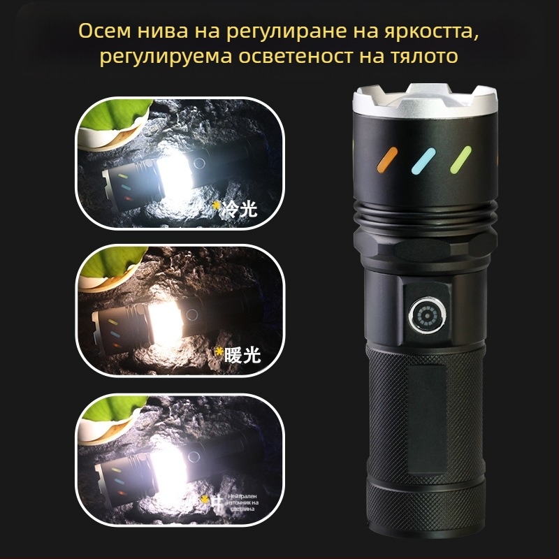 Xintu къмпинг лампа-фенер от алуминиева сплав, 4500mAh, 30W LED, телескопично увеличение, 360° въртене, ръчно зареждане