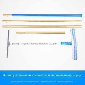 Стъклен чистач за прозорци с телескопична пръчка от алуминиева сплав – едностранно избърсване, комерсиална употреба, ръчна работа