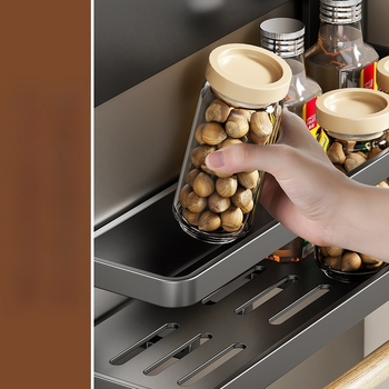 Магнитен страничен рафт за кухненски хладилник — стенен, без монтаж, мултифункционален, въглеродна стомана, държач за кухненска хартия, държач за фолио и подправки