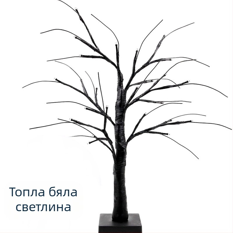 Хелоуин LED настолна лампа — украса с тиква и прилеп-дух, абстрактен стил, USB/батерия двойно захранване, ръчно включване, напрежение ≤36V