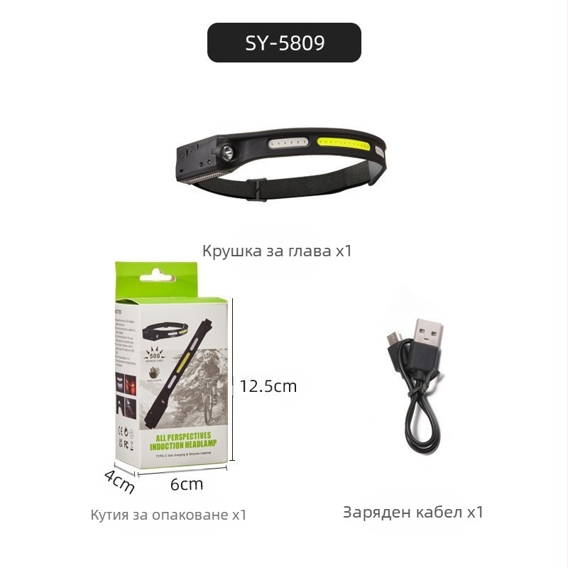 Двойна челна лампа за открито с клипс за каска, LED, 5W, зареждаема батерия 400/1200 mAh, лъч 100–200 м