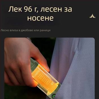 LED палаткова лампа за къмпинг, презареждаща, преносима и може да се окачи, ръчно задвижване, 1200mAh, 3.7V, светодиодно осветление, обхват 50–100 м, време на работа: главно 5 ч, топло 7 ч