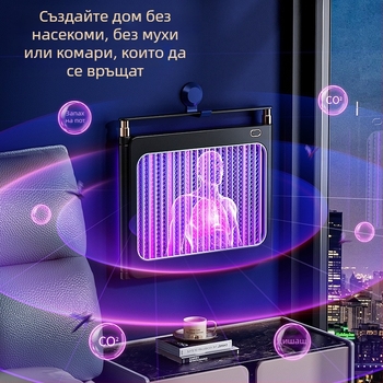 LED електрическа лампа за комари с LED осветление, стенен/настолен монтаж, покритие 21–30㎡, алуминиева мрежа, електрически удар за убийство, вградена батерия 1001–1600mAh