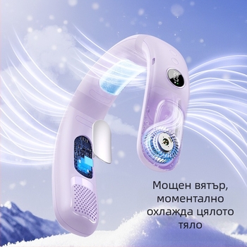 Безлопестен вентилатор за врата с полупроводниково охлаждане, USB зареждане, вградена батерия, 5 скорости